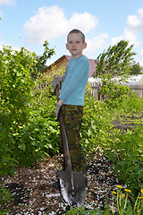 Image showing the teenage boy with a shovel