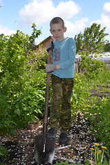 Image showing the teenage boy with a shovel 