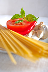Image showing Italian spaghetti pasta tomato ingredients