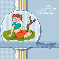 Image showing young pretty girl with cupid bow. valentine's day cardy