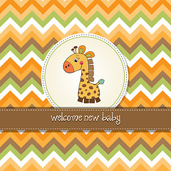 Image showing new baby announcement card with giraffe