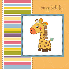 Image showing birthday card with giraffe toy