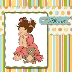 Image showing little baby girl play with her teddy bear toy