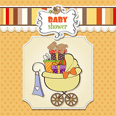 Image showing baby shower card with gift boxes