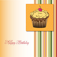 Image showing cute happy birthday card with cupcake