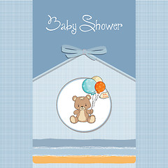 Image showing baby shower card with cute teddy bear