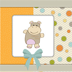 Image showing childish baby shower card with hippo toy