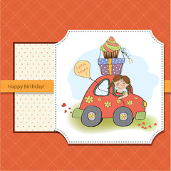 Image showing birthday card with funny little girl