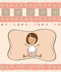 Image showing new baby girl announcement card with little girl