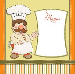 Image showing Background with Smiling Chef and Menu