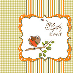 Image showing welcome baby card with funny little bird