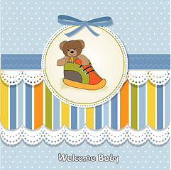 Image showing shower card with teddy bear hidden in a shoe