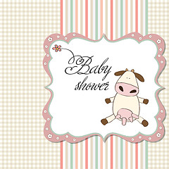 Image showing new baby girl announcement card with cow