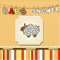 Image showing cute baby shower card with sheep