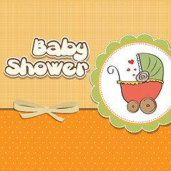 Image showing delicate baby shower card with pram
