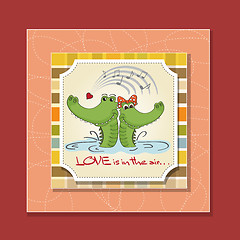 Image showing Crocodiles in love.Valentine's day card