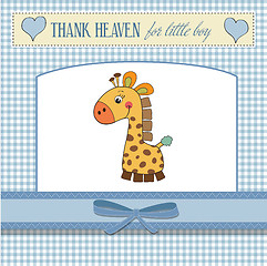 Image showing new baby announcement card with giraffe