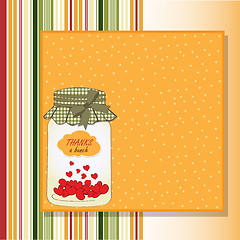 Image showing Thank you greeting card with hearts plugged into the jar