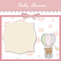 Image showing delicate baby shower card with teddy bear