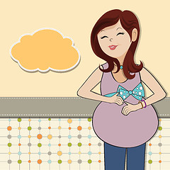 Image showing happy pregnant woman, baby shower card