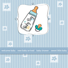 Image showing baby announcement card with milk bottle and pacifier