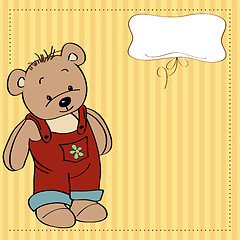 Image showing customizable childish card with funny teddy bear