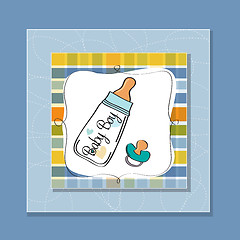 Image showing baby announcement card with milk bottle and pacifier