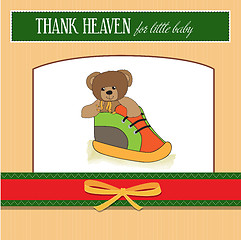 Image showing shower card with teddy bear hidden in a shoe