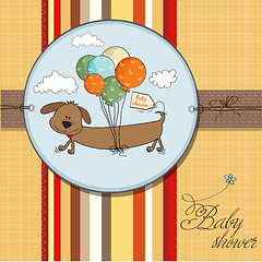 Image showing baby shower card with long dog and balloons