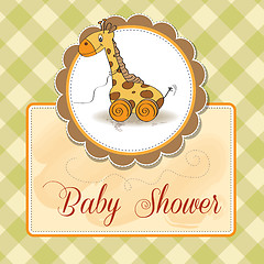 Image showing Baby shower card with cute giraffe