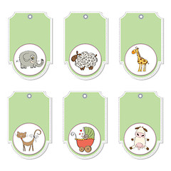 Image showing cartoon animals labels set