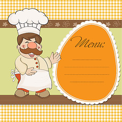 Image showing Background with Smiling Chef and Menu