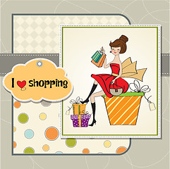Image showing pretty young woman who is happy that she went shopping