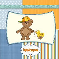 Image showing cute greeting card with boy teddy bear