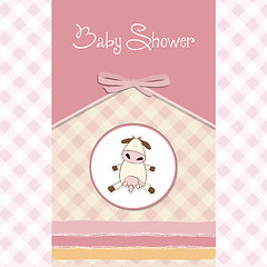 Image showing new baby announcement card with cow