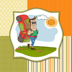 Image showing tourist man traveling with backpack