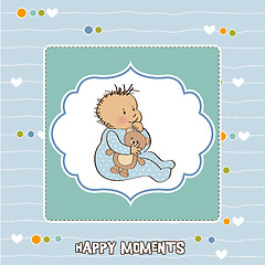 Image showing romantic baby boy shower card