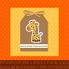 Image showing new baby announcement card with giraffe