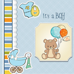 Image showing baby shower card with cute teddy bear