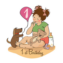 Image showing little girl with at her first birthday