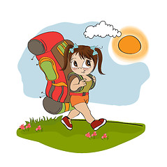 Image showing Traveling tourist girl with backpack