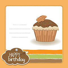 Image showing cute happy birthday card with cupcake