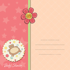 Image showing baby girl shower card with teddy