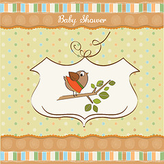 Image showing welcome baby card with funny little bird