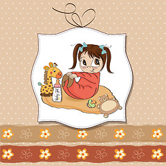 Image showing little baby girl play with her toys