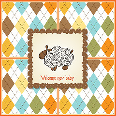 Image showing cute baby shower card with sheep