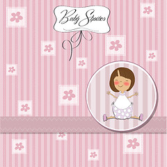 Image showing new baby girl announcement card with little girl