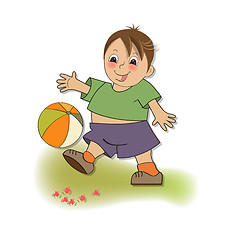 Image showing little boy playing ball