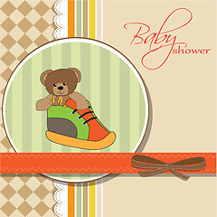 Image showing shower card with teddy bear hidden in a shoe