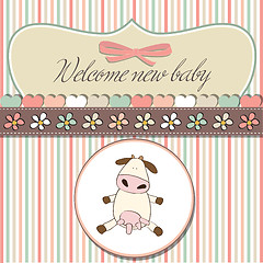 Image showing new baby girl announcement card with cow